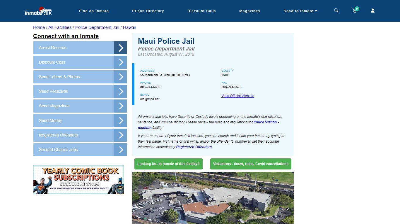 Maui Police Jail - Inmate Locator | Visits - Wailuku, HI